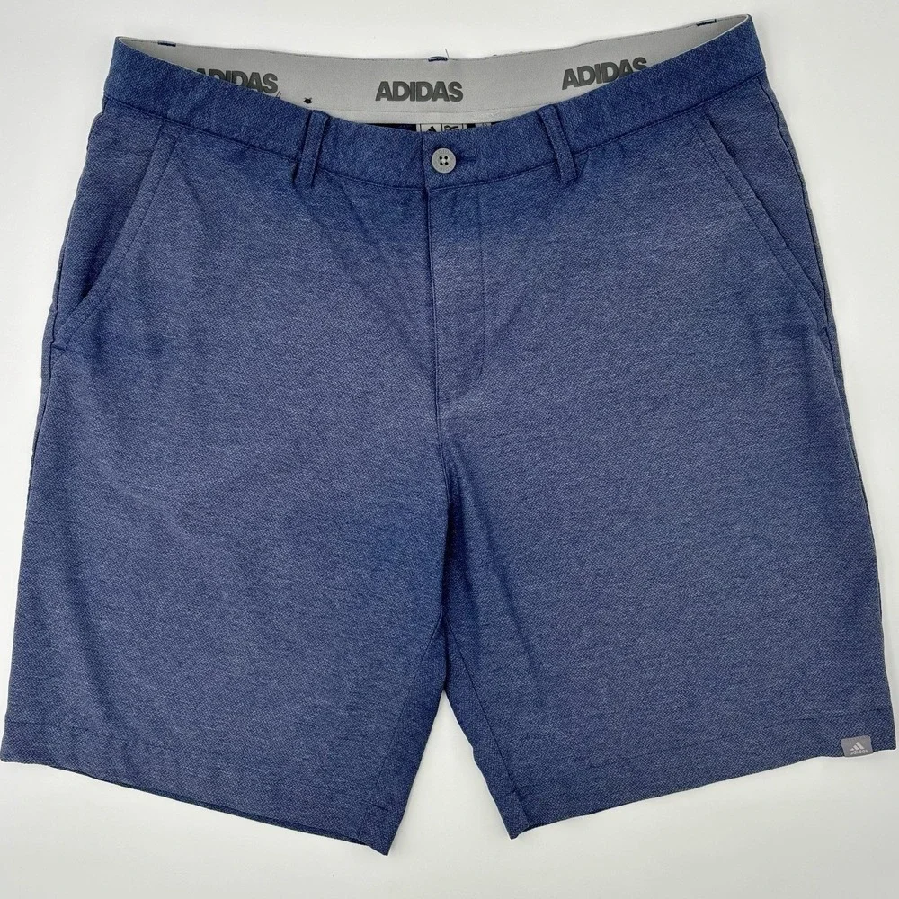 Adidas Ultimate365 Golf Shorts Men 36 Blue Crosshatch Textured Stretch